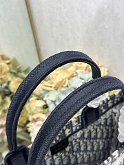 Large Dior Book Tote Blue Dior Oblique Embroidery and White Lace - 42x35x18cm - 4