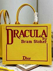 Large Dior Book Tote Yellow and Red Book Cover Embroidery - 42x35x18cm - 4