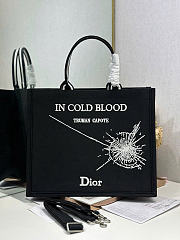 Large Dior Book Tote Black and White Book Cover Embroidery - 42x35x18cm - 5
