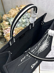 Large Dior Book Tote Black and White Book Cover Embroidery - 42x35x18cm - 4