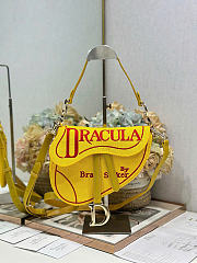 Dior Saddle Bag with Strap Yellow and Red Book Cover Embroidery - 25.5x20x6.5cm - 1