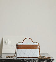 Chanel Vanity with Chain Denim Calfskin & Gold-Tone Metal Light Blue & Brown - 19.5x17x5cm - 4