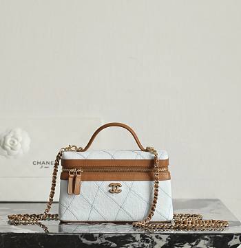 Chanel Vanity with Chain Denim Calfskin & Gold-Tone Metal Light Blue & Brown - 19.5x17x5cm