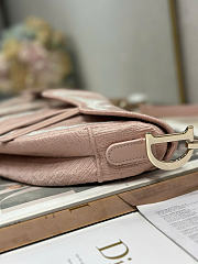 Dioramour Small Saddle Bag with Strap Soupir Pink Dior Oblique Embroidery and White Lace - 20x16x5cm - 2