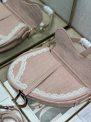 Dioramour Small Saddle Bag with Strap Soupir Pink Dior Oblique Embroidery and White Lace - 20x16x5cm - 3