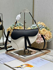 Dior Saddle Bag with Strap Two-Tone Latte and Black Supple Calfskin - 20x16x5cm - 1