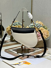 Dior Saddle Bag with Strap Two-Tone Latte and Black Supple Calfskin - 20x16x5cm - 6