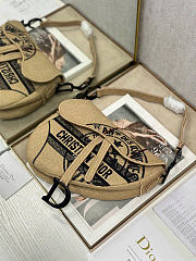 Dior Saddle Bag Beige Jute Canvas Embroidered with Dior Union Motif - 25.5x20x6.5cm - 2