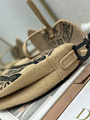 Dior Saddle Bag Beige Jute Canvas Embroidered with Dior Union Motif - 25.5x20x6.5cm - 3