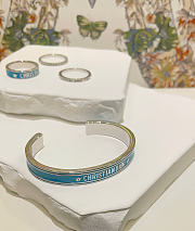 Dior Code Bangle In Silver-Finish Metal And Turquoise Lacquer - 6