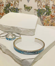 Dior Code Bangle In Silver-Finish Metal And Turquoise Lacquer - 4