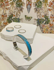 Dior Code Bangle In Silver-Finish Metal And Turquoise Lacquer - 3