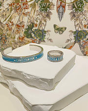 Dior Code Bangle In Silver-Finish Metal And Turquoise Lacquer - 2