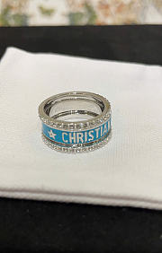 Dior Code Ring Set Silver-Finish Metal with Silver-Tone Crystals and Turquoise Lacquer - 1