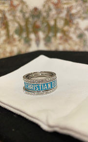 Dior Code Ring Set Silver-Finish Metal with Silver-Tone Crystals and Turquoise Lacquer - 5