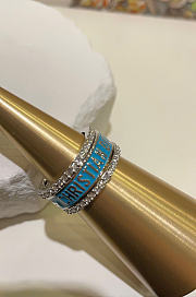 Dior Code Ring Set Silver-Finish Metal with Silver-Tone Crystals and Turquoise Lacquer - 6