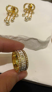 Dior Code Ring Set Gold-Finish Metal with Silver-Tone Crystals and White Lacquer - 2
