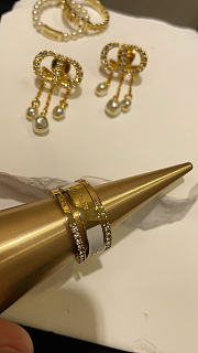 Dior Code Ring Set Gold-Finish Metal with Silver-Tone Crystals and White Lacquer - 3
