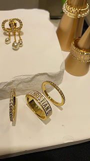 Dior Code Ring Set Gold-Finish Metal with Silver-Tone Crystals and White Lacquer - 4