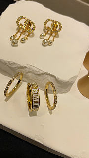 Dior Code Ring Set Gold-Finish Metal with Silver-Tone Crystals and White Lacquer - 5