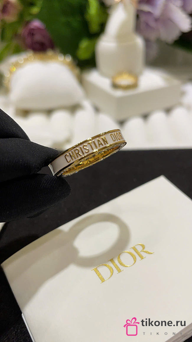 Dior Night Code Ring Gold-Finish Metal, Crystals and White Lacquer - 1