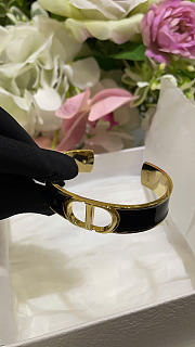 Dior 30 Montaigne Thin Bangle Gold-Finish Metal and Black Lacquer  - 4