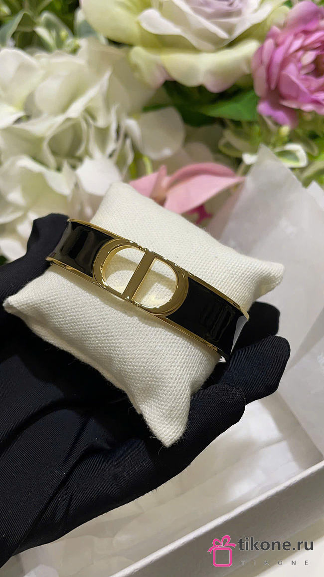 Dior 30 Montaigne Thin Bangle Gold-Finish Metal and Black Lacquer  - 1