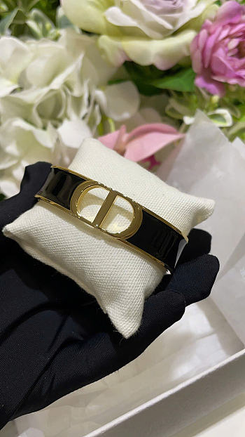 Dior 30 Montaigne Thin Bangle Gold-Finish Metal and Black Lacquer 