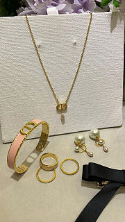 Dior 30 Montaigne Thin Bangle Gold-Finish Metal and Pink Lacquer - 2
