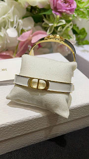 Dior 30 Montaigne Thin Bangle Gold-Finish Metal and White Lacquer  - 1