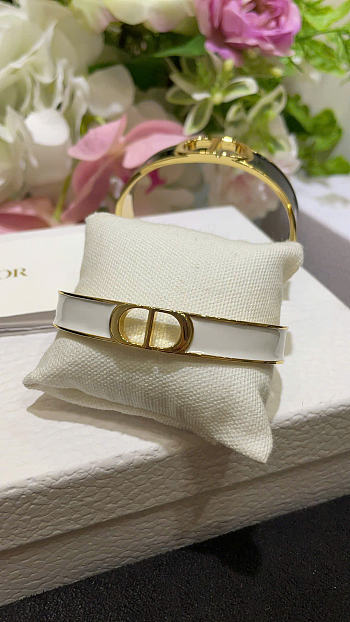 Dior 30 Montaigne Thin Bangle Gold-Finish Metal and White Lacquer 