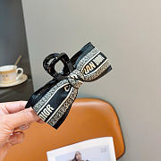 Christian Dior Embroidered Dior Bow Hair Clip Black and White Embroidery - 3