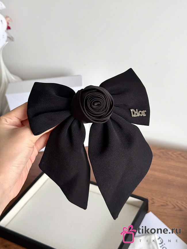 Large Dior Twist Bow Black Grosgrain-Effect Technical Fabric CPA00202EGRO_C900 - 1