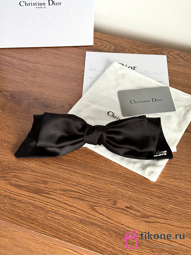 Dior Bow Hair Clip Satin Black - 1