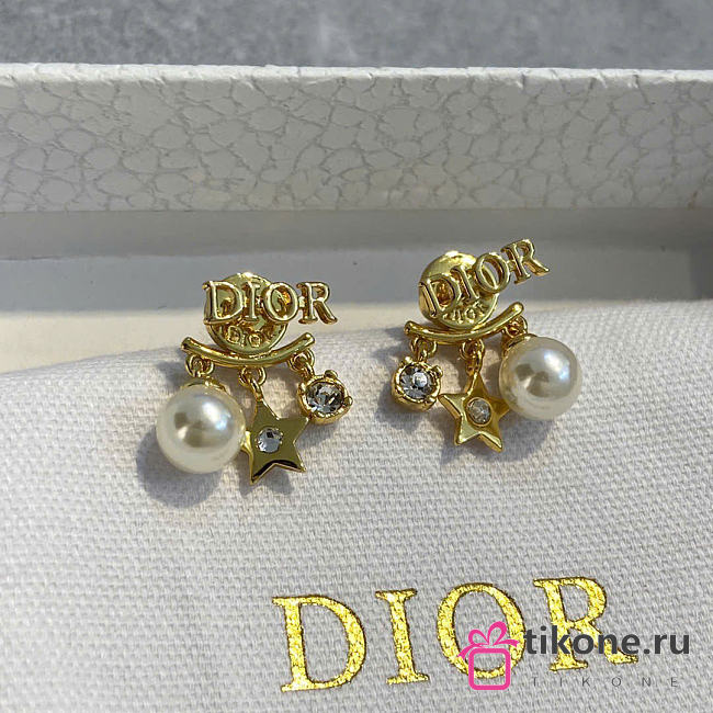 Dio(r)evolution Earrings Gold-Finish Metal, White Resin Pearls and Sparkling Crystals E1169DVORS_D301 - 1