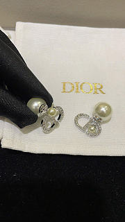 Dior Tribales Earrings Silver-Finish Metal with White Resin Pearls and Silver-Tone Crystals E3366WOMCY_D13S - 2
