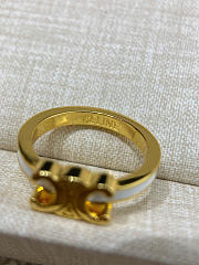 Celine Triomphe Ring in Enamel and Brass with Gold Finish Gold/Ivory - 6