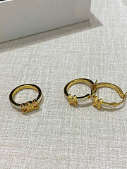 Celine Triomphe Ring in Enamel and Brass with Gold Finish Gold/Ivory - 3