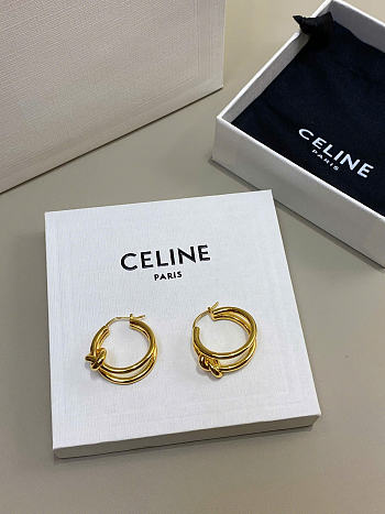 Celine Knot Double Hoops in Brass with Gold Finish