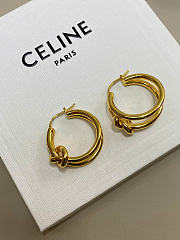 Celine Knot Double Hoops in Brass with Gold Finish - 2