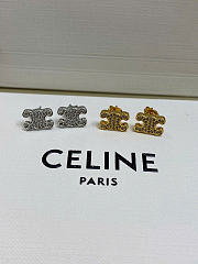 Celine Triomphe Rhinestone Studs in Strass and Brass with Rhodium Finish Gold/Silver - 1