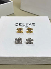 Celine Triomphe Rhinestone Studs in Strass and Brass with Rhodium Finish Gold/Silver - 5