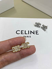 Celine Triomphe Rhinestone Studs in Strass and Brass with Rhodium Finish Gold/Silver - 6