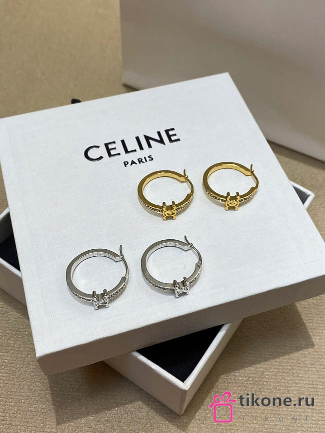 Triomphe Sparkle Hoops in Strass and Brass with Gold/Silver Finish - 1