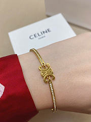 Celine Triomphe Articulated Sparkle Bracelet in Strass and Brass with Gold Finish - 6