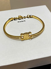 Celine Triomphe Articulated Sparkle Bracelet in Strass and Brass with Gold Finish - 2