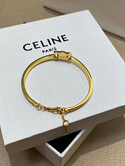 Celine Triomphe Articulated Sparkle Bracelet in Strass and Brass with Gold Finish - 4