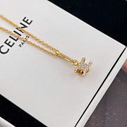 Celine Triomphe Rhinestone Necklace in Brass with Gold Finish and Crystals - 1