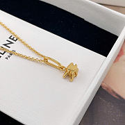 Celine Triomphe Rhinestone Necklace in Brass with Gold Finish and Crystals - 4