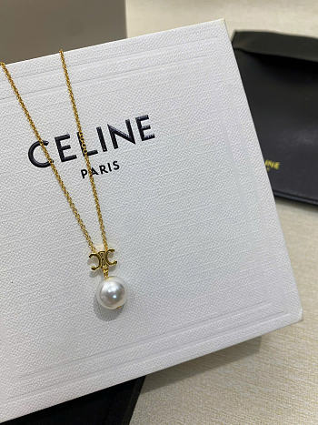 Celine Les Perles Celine Necklace in Resin Pearl and Brass with Gold Finish